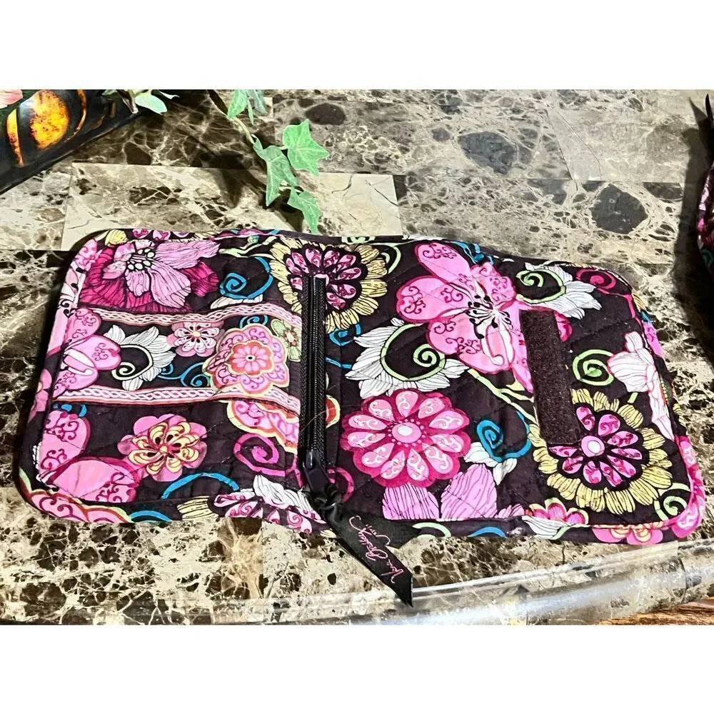 Vera Bradley Matching Wallet and Make up Bag, Cosmetic Pouch Brown Floral Print - Picture 4 of 5